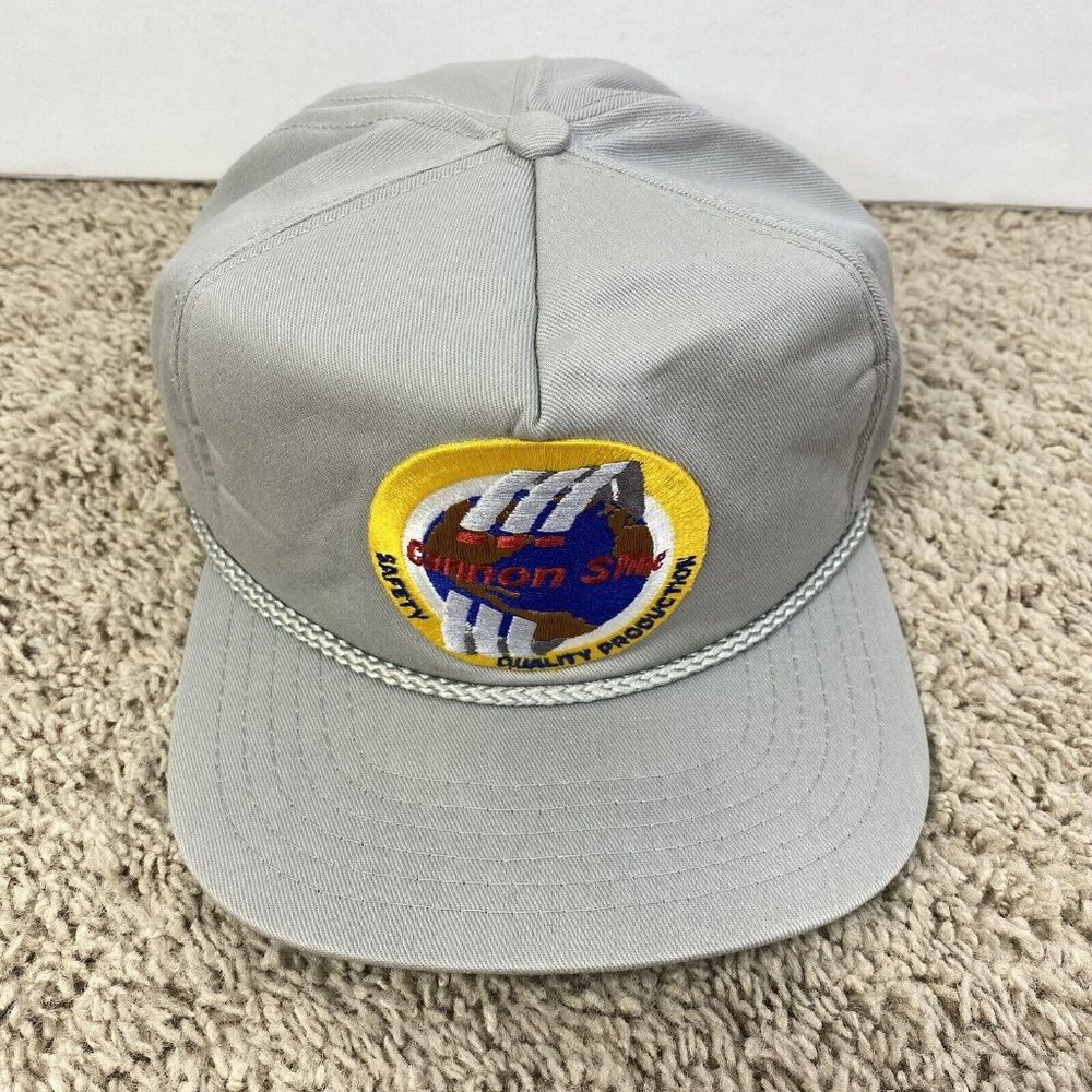 Vtg‎ Voyager Cannon Sline Trucker Snapback Hat Gray Roped Yellow Patch Cap USA - Picture 11 of 12